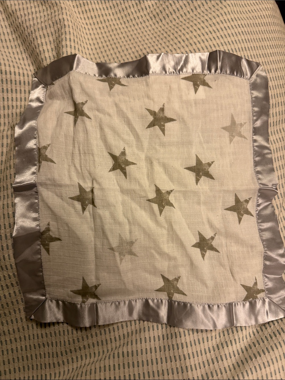 aden + anais Cream Lovey with Stars and Silver Satin Ruffle